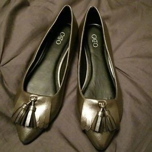 Pewter New Catos pointed flats size 7